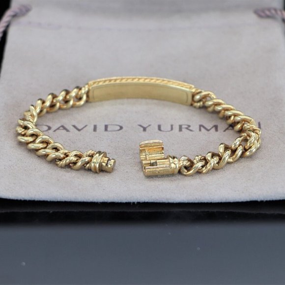 20378 David Yurman 18K Solid Yellow Gold Petite Pave Diamond ID Chain Bracelet - Picture 4 of 6